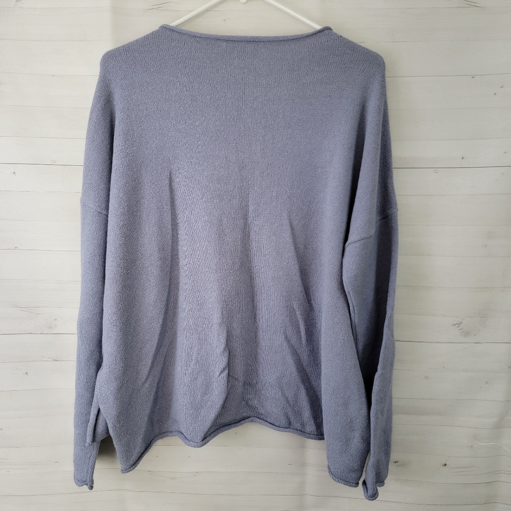 Medium Gilli Hello Beautiful Blue Grey Sweater Top - Picture 3 of 5